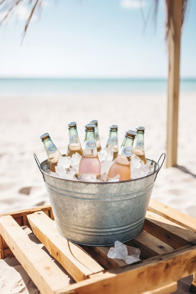 Bottles outdoors nature beach. AI generated Image by rawpixel.