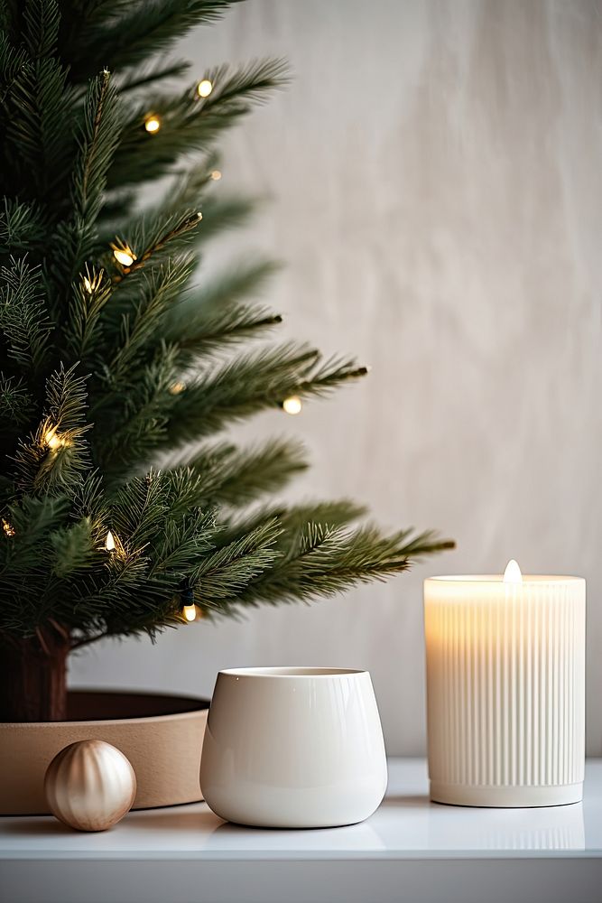 Christmas tree christmas candle plant. AI generated Image by rawpixel.