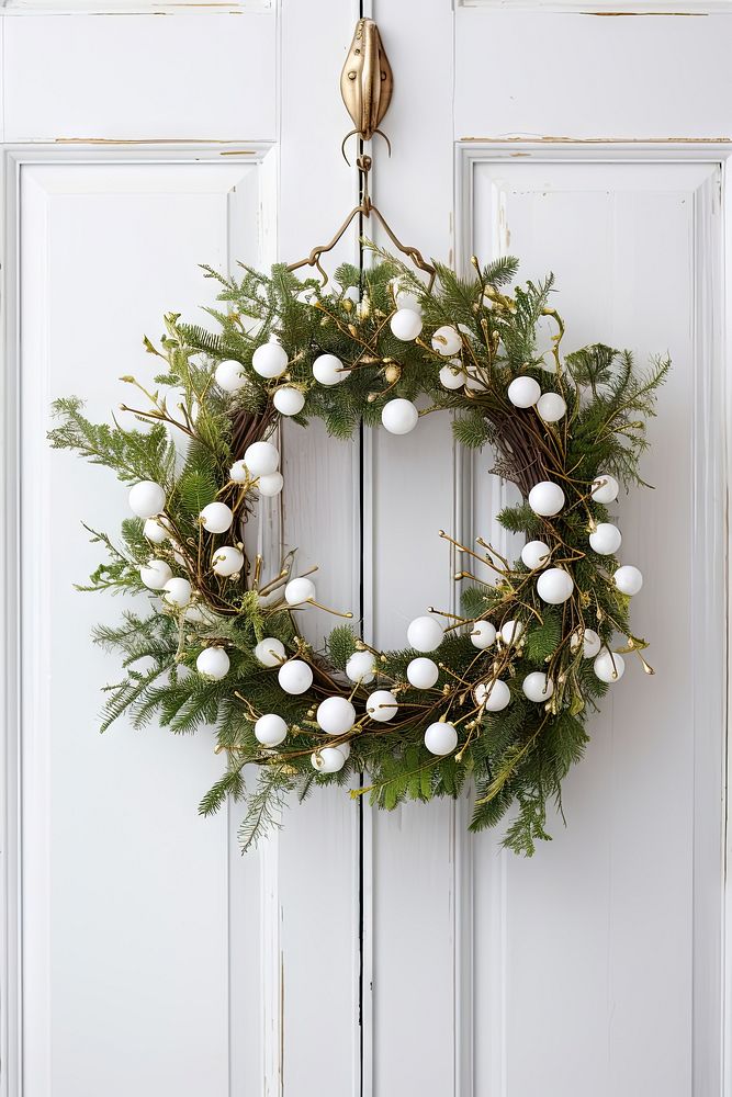 Christmas wreath christmas white green. AI generated Image by rawpixel.