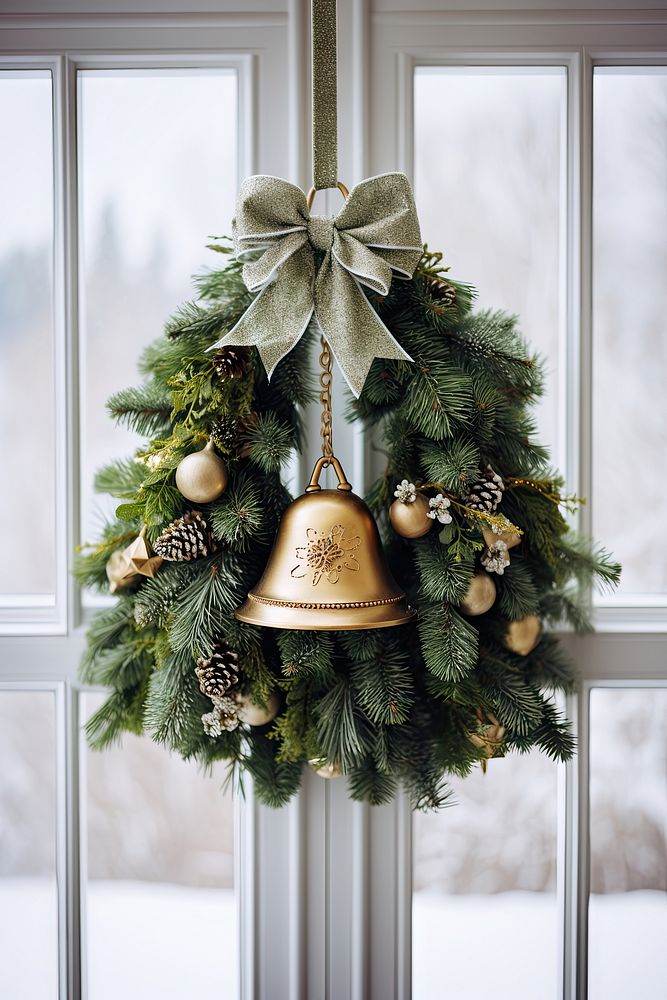 Christmas wreath christmas plant bell. AI generated Image by rawpixel.
