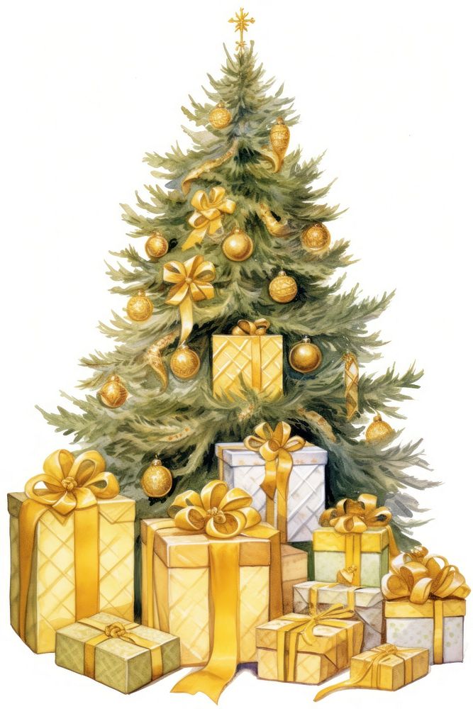 Christmas present tree white background. AI generated Image by rawpixel.