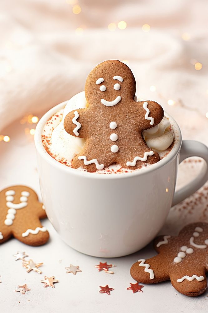 Cup gingerbread cookie coffee. AI generated Image by rawpixel.