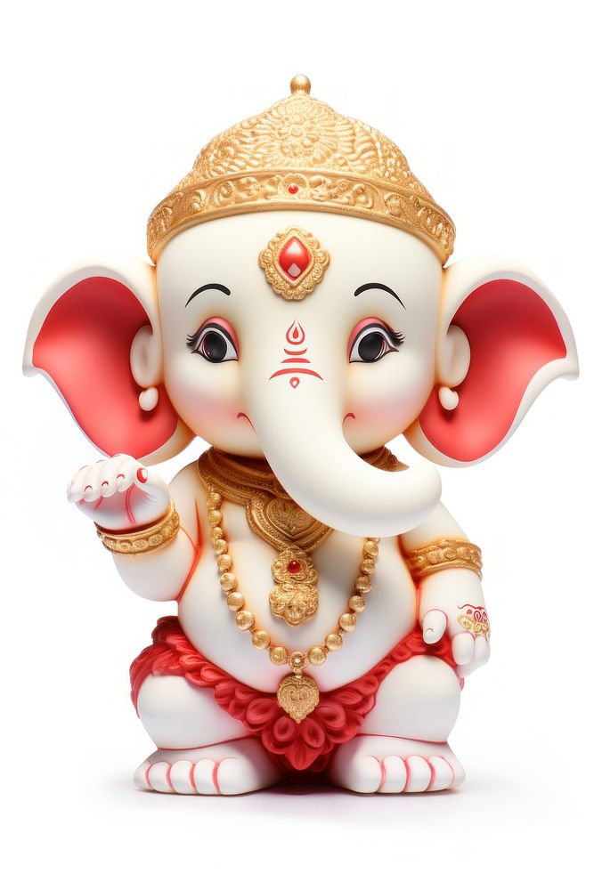 Ganesha figurine cute white background. AI generated Image by rawpixel.