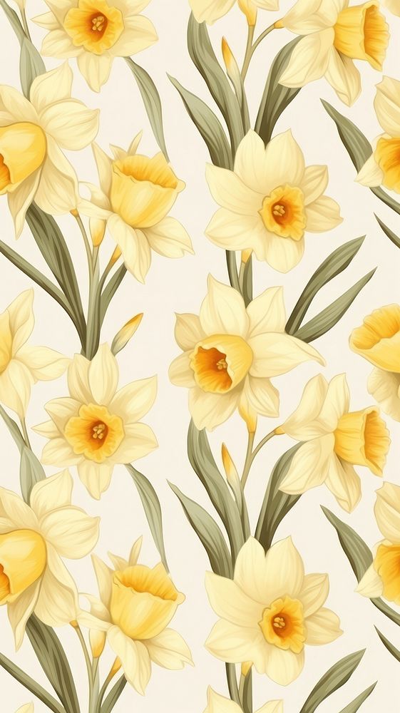 Daffodil daffodil pattern backgrounds. AI generated Image by rawpixel.