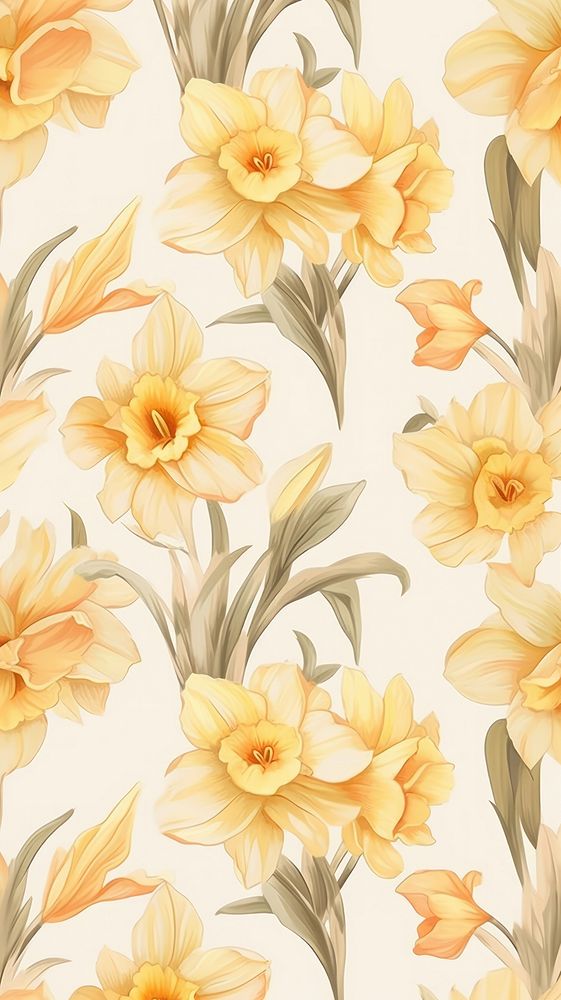 Daffodil pattern backgrounds wallpaper. AI generated Image by rawpixel.