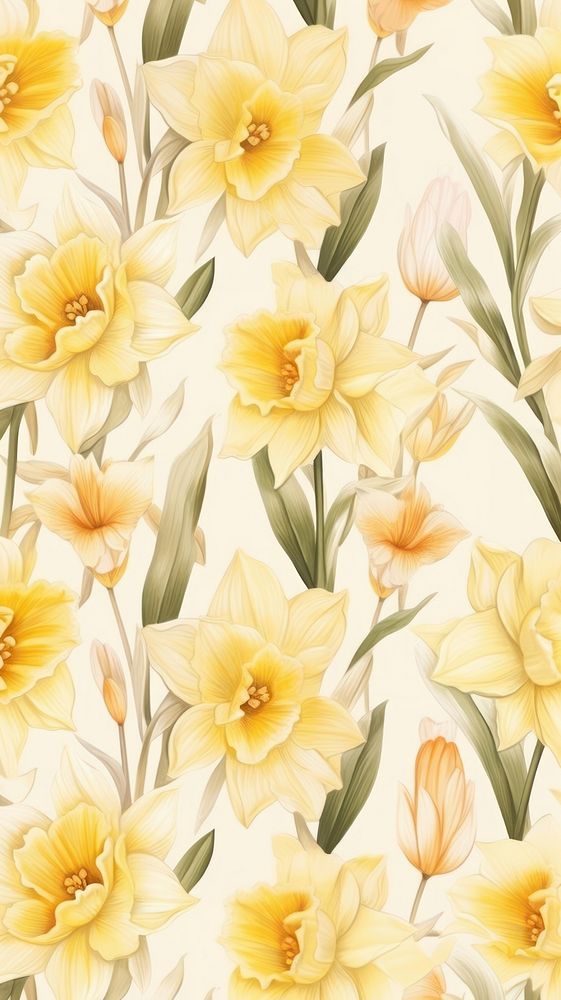 Daffodil pattern backgrounds daffodil. AI generated Image by rawpixel.