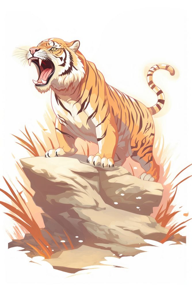 PNG Fat chinese tiger roar wildlife animal mammal. AI generated Image by rawpixel.
