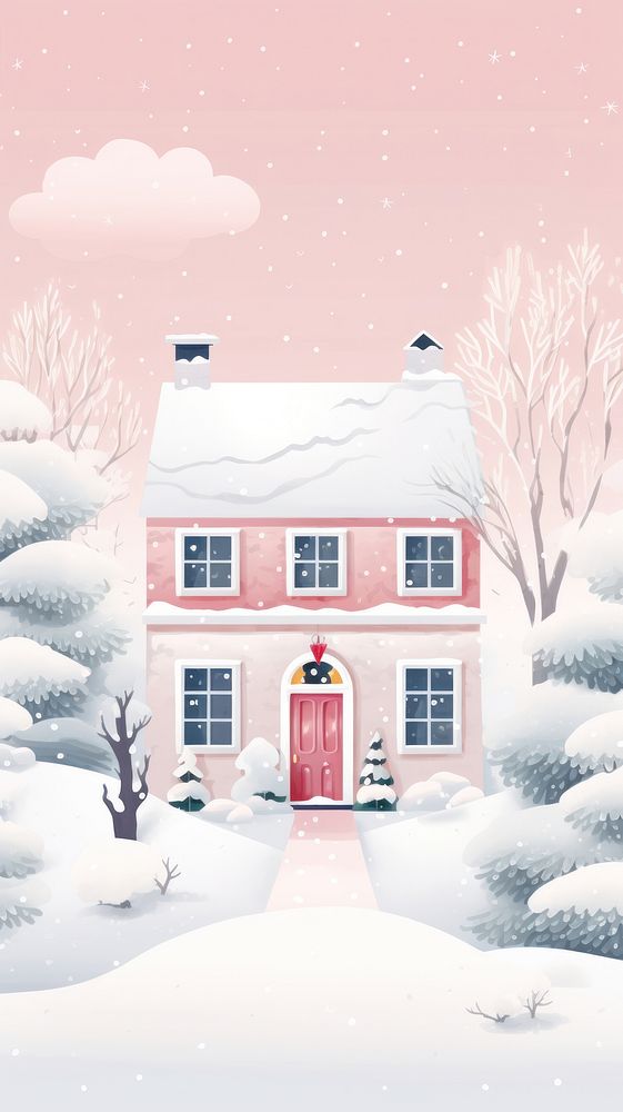 Snowy christmas home architecture building outdoors. AI generated Image by rawpixel.