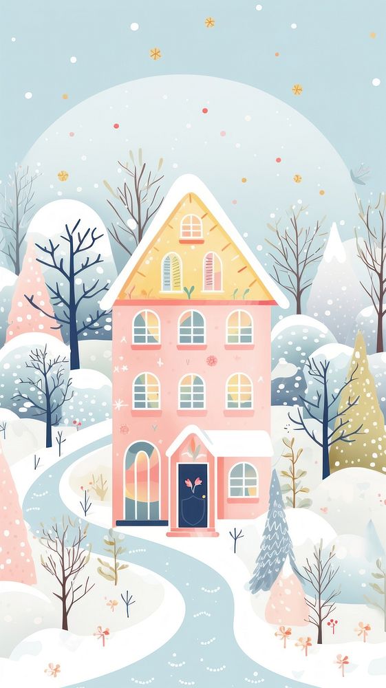 Snowy christmas home outdoors winter architecture. AI generated Image by rawpixel.
