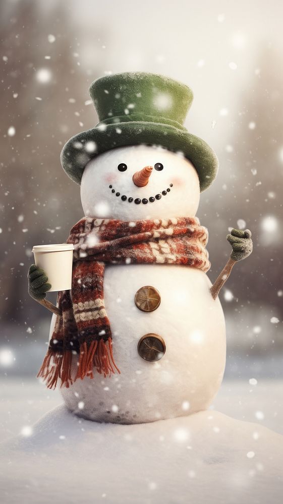 Snowman winter white cup. AI generated Image by rawpixel.