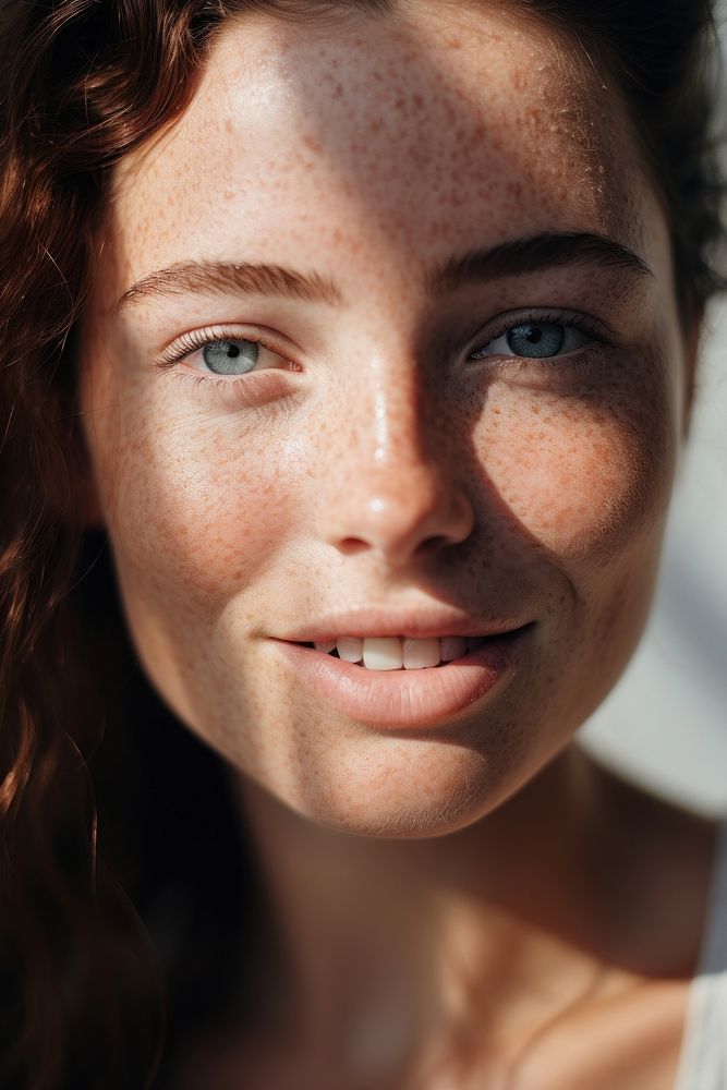 Freckles adult woman skin. AI generated Image by rawpixel.