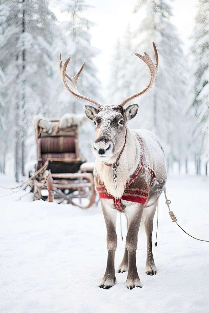 Reindeer standing mammal animal. AI generated Image by rawpixel.