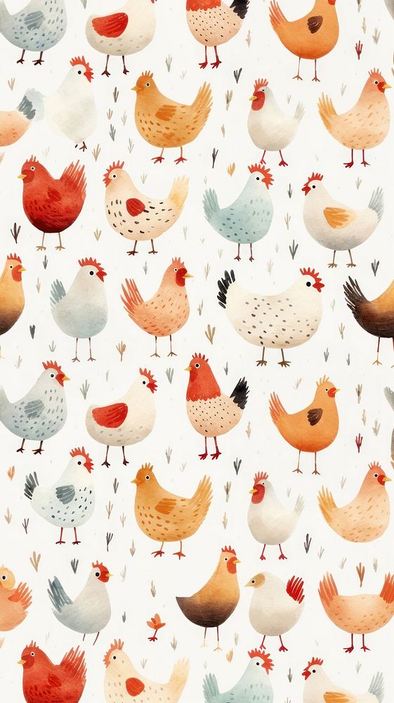 Chicken pattern backgrounds wallpaper. AI generated Image by rawpixel.