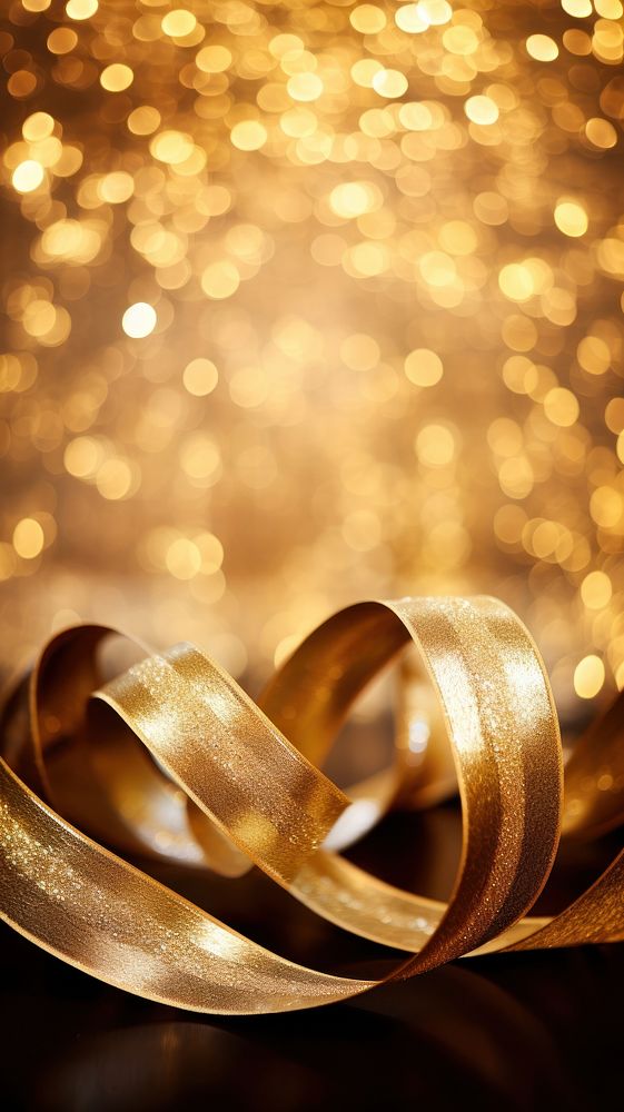 Christmas glitter gold christmas ribbon. AI generated Image by rawpixel.
