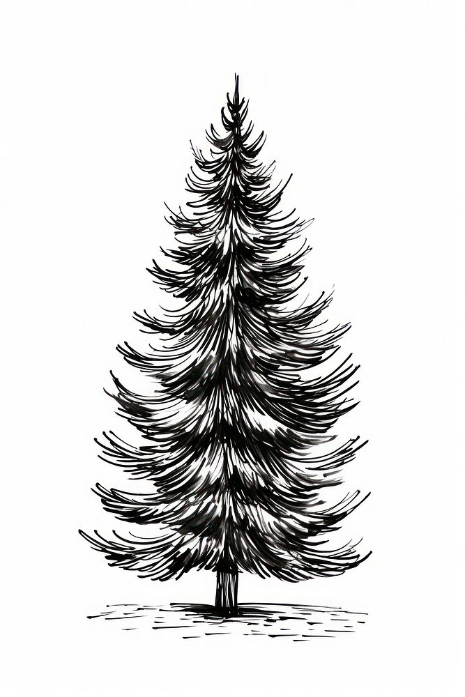 Christmas tree pine drawing conifer Free Photo Illustration rawpixel