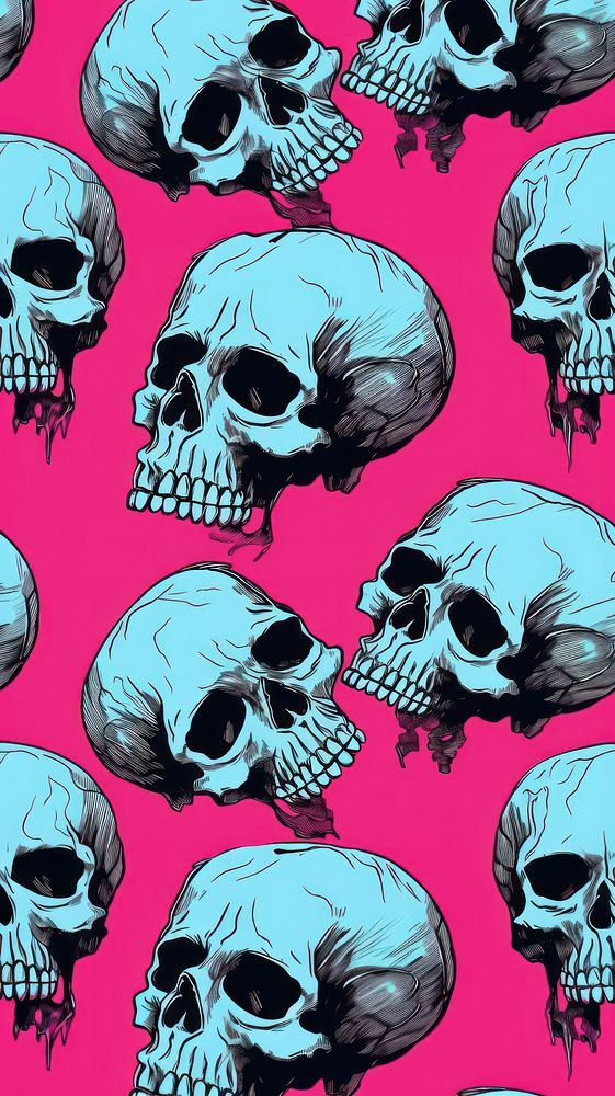 Skull illustrated pattern art. AI generated Image by rawpixel.
