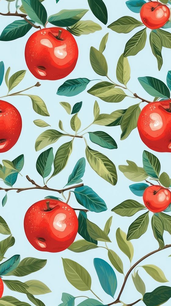 Apple pattern plant fruit. AI generated Image by rawpixel.