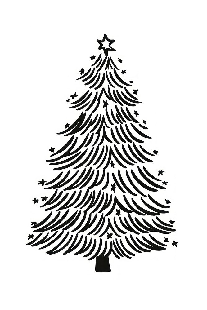 PNG Christmas tree drawing plant white. AI generated Image by rawpixel.