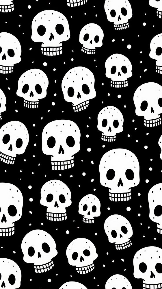 Skull pattern backgrounds black. AI generated Image by rawpixel.