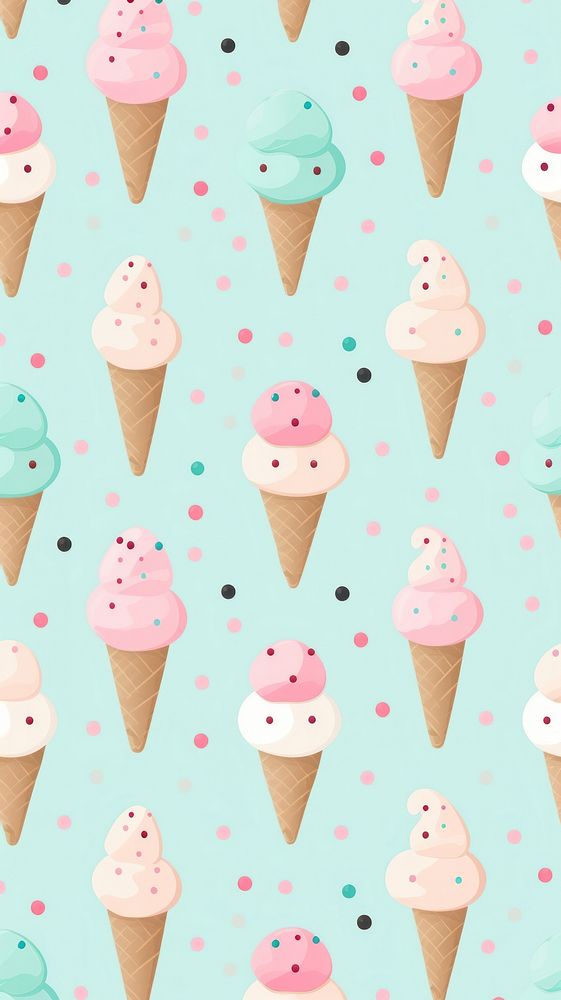 Ice cream backgrounds dessert pattern. AI generated Image by rawpixel.