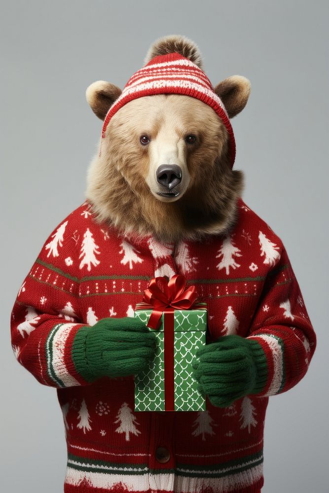 Bear sweater animal bear. AI generated Image by rawpixel.