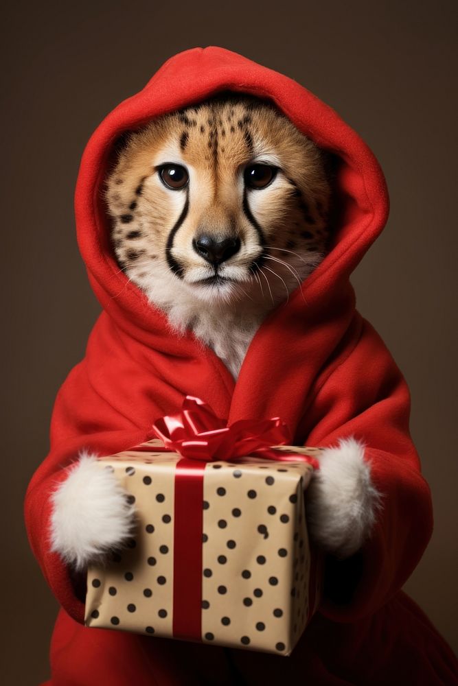 Cheetah animal christmas portrait. AI generated Image by rawpixel.