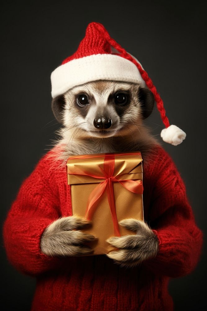 Meerkat portrait animal christmas. AI generated Image by rawpixel.
