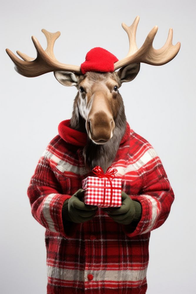 Moose animal christmas portrait. AI generated Image by rawpixel.