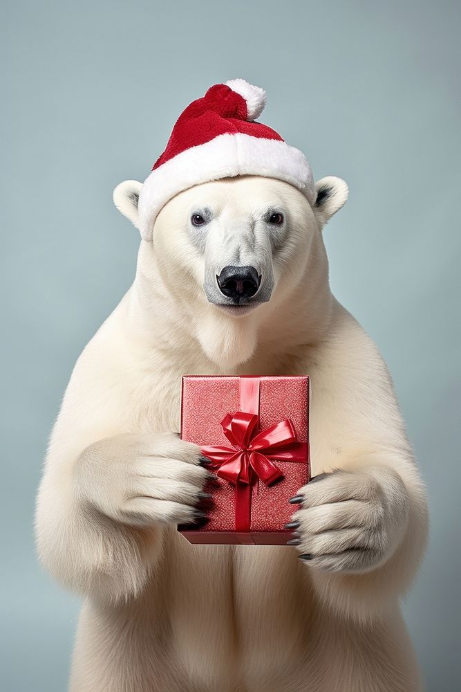 Polar Bear animal bear christmas. AI generated Image by rawpixel.