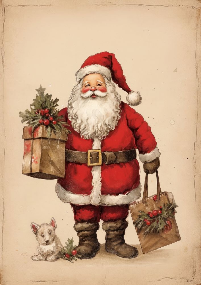 Postcard merry christmas mammal red bag