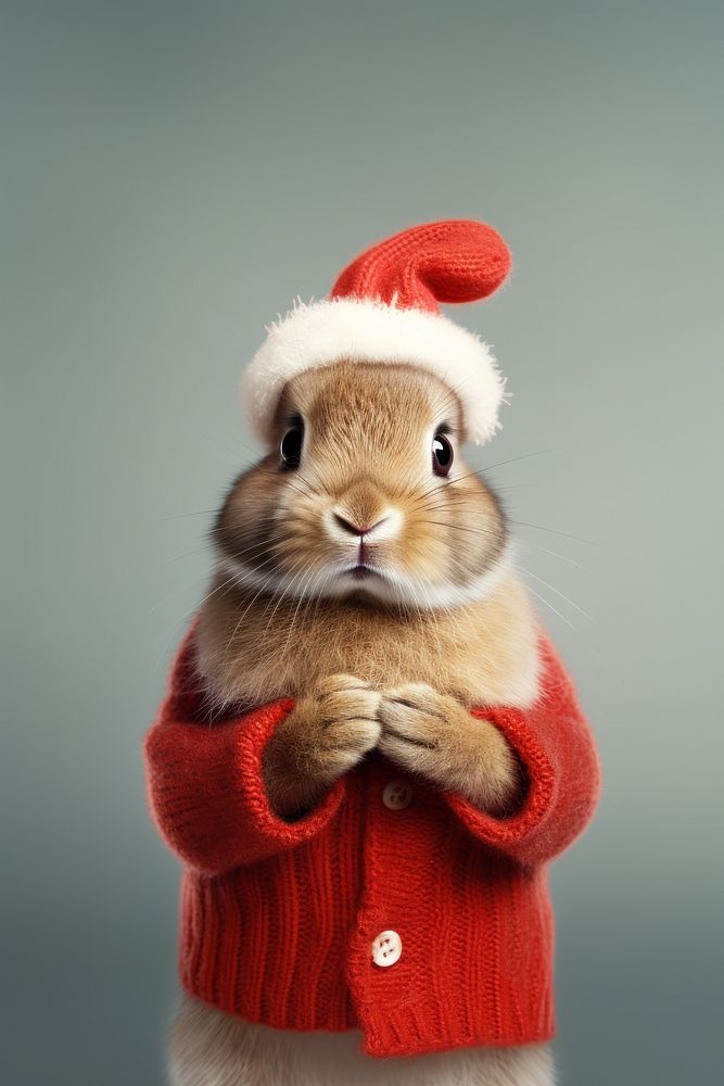 Rabbit animal christmas portrait. AI generated Image by rawpixel.