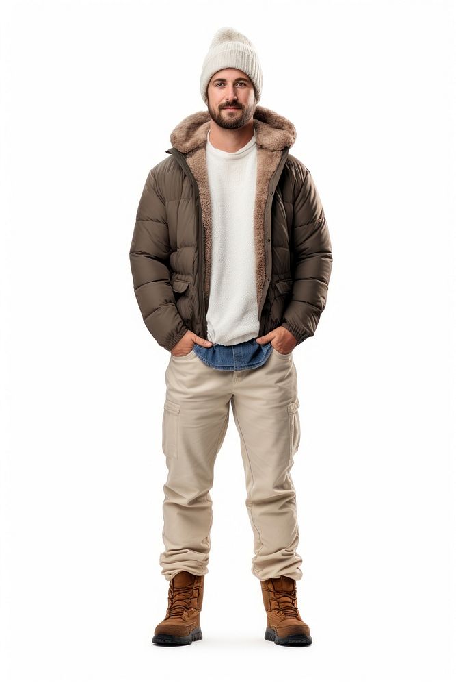 A man wearing beanie standing jacket winter. AI generated Image by rawpixel.
