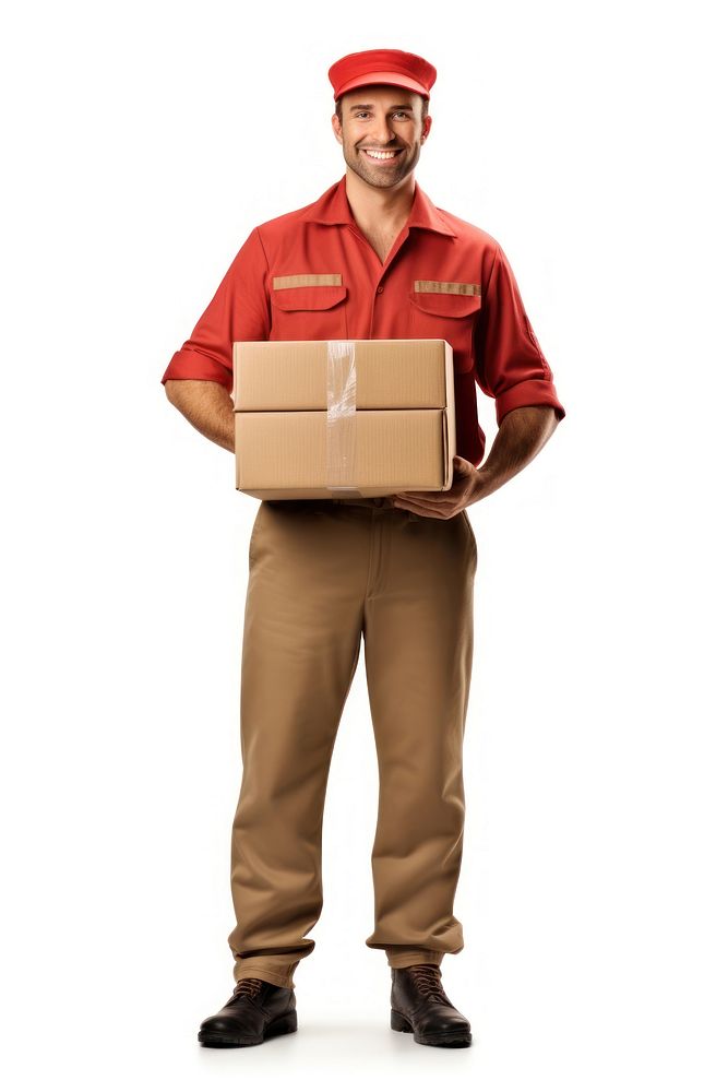 A postman cardboard standing adult. AI generated Image by rawpixel.