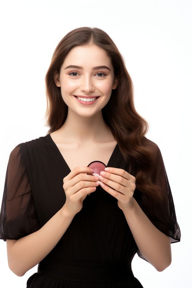 A Young woman holding cosmetic portrait smile photo. AI generated Image by rawpixel.