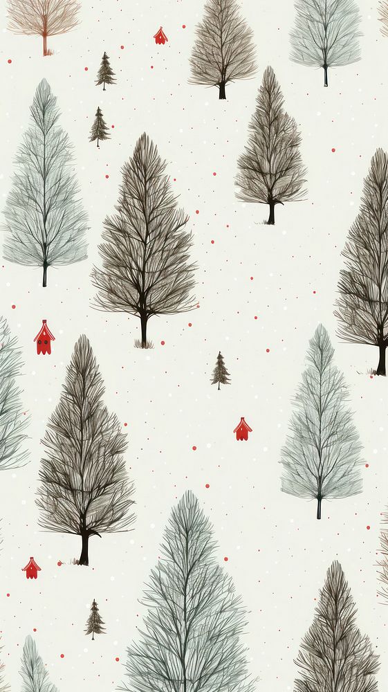Christmas tree illustrated christmas wallpaper. AI generated Image by rawpixel.