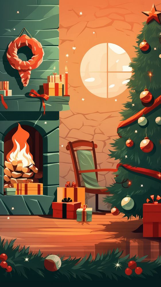 Fireplace christmas furniture chair. AI generated Image by rawpixel.
