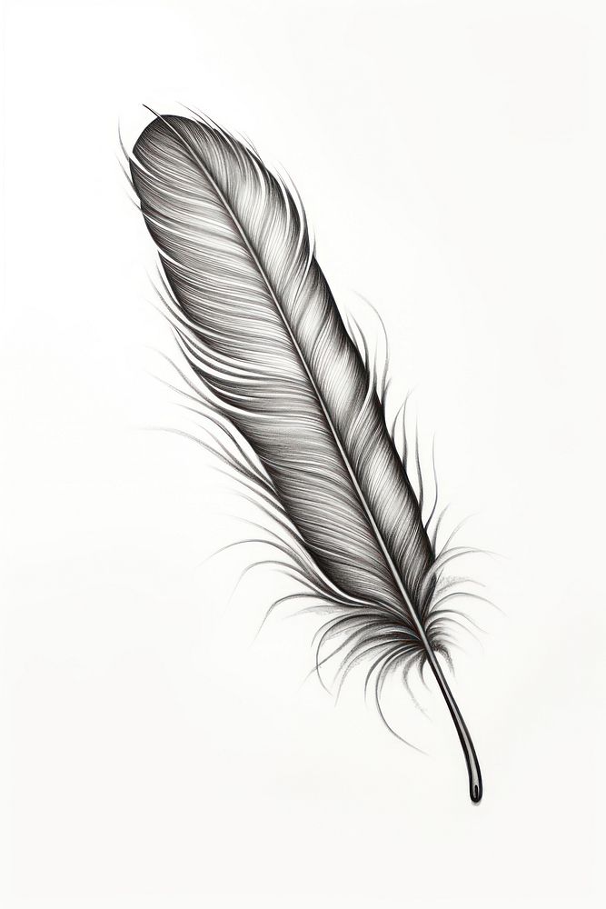  Quill feather drawing sketch lightweight. AI generated Image by rawpixel.