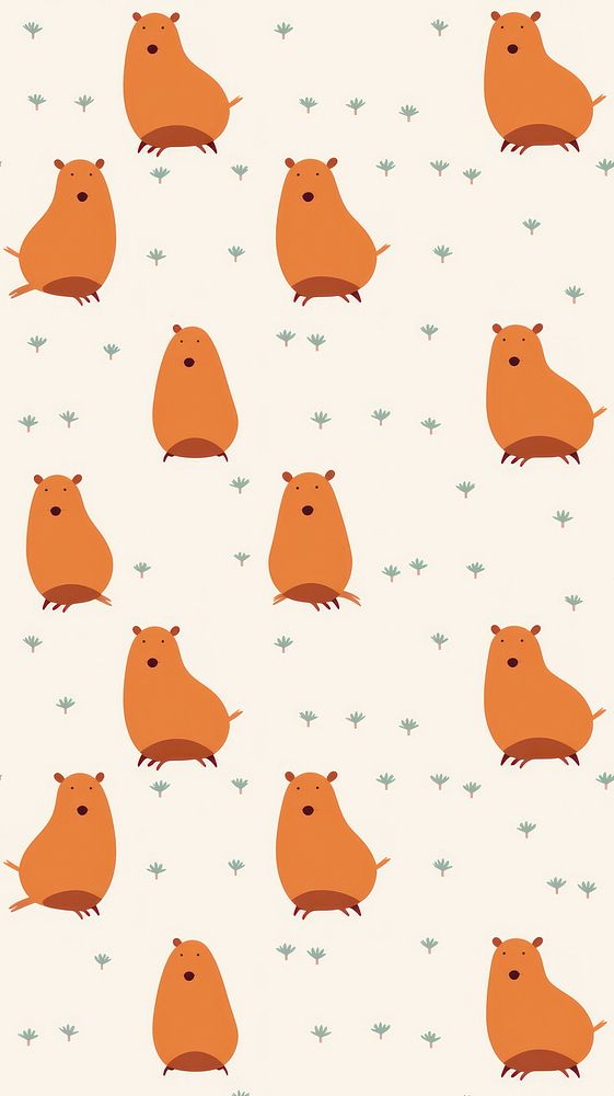 Capybara backgrounds wallpaper pattern. AI generated Image by rawpixel.