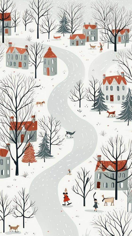 Christmas card architecture illustrated outdoors