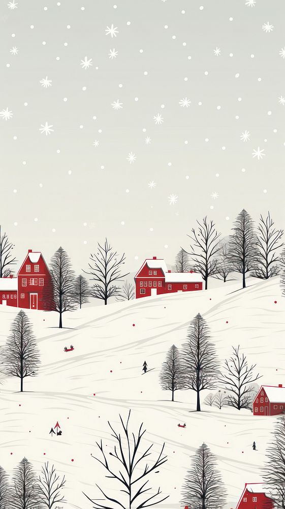 Christmas card architecture landscape building. AI generated Image by rawpixel.