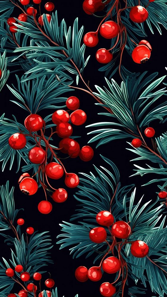Christmas pattern branch plant. AI generated Image by rawpixel.