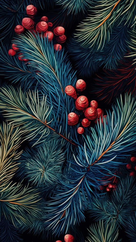 Christmas tree branches christmas pattern plant. AI generated Image by rawpixel.