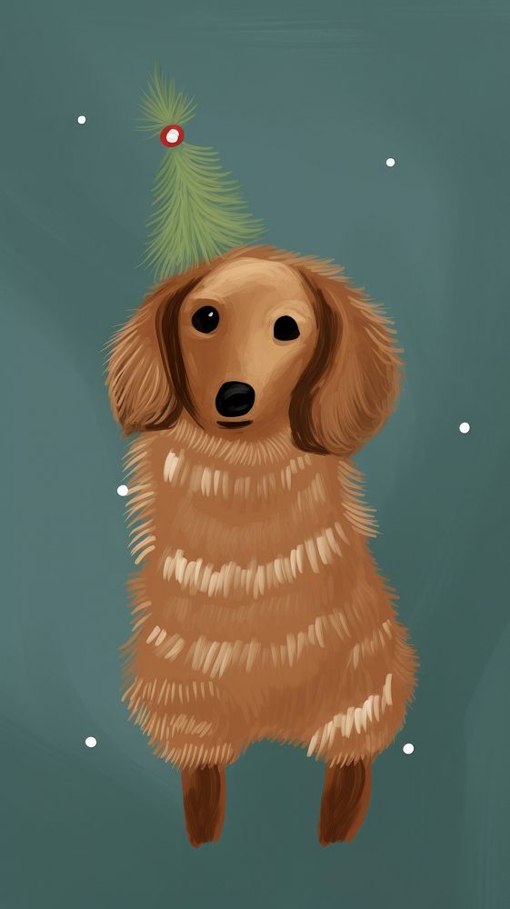 Brown dog wearing sweater christmas animal mammal. AI generated Image by rawpixel.