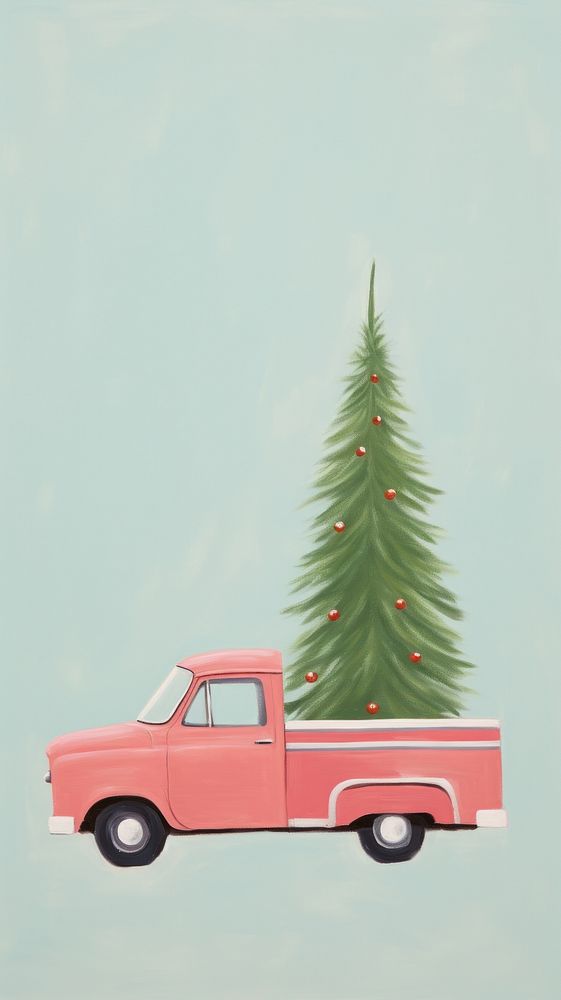 Christmas tree vehicle drawing. AI generated Image by rawpixel.