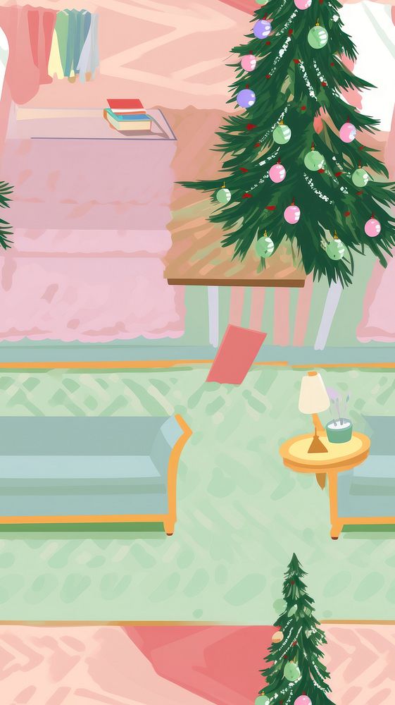 Christmas living room tree backgrounds plant. AI generated Image by rawpixel.