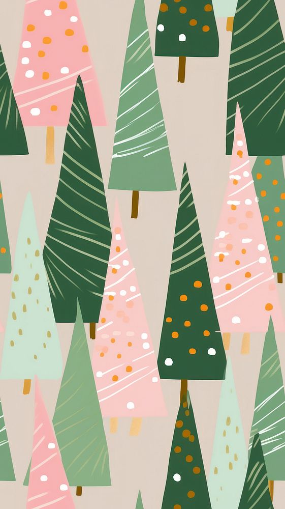 Retro christmas tree backgrounds pattern decoration. AI generated Image by rawpixel.