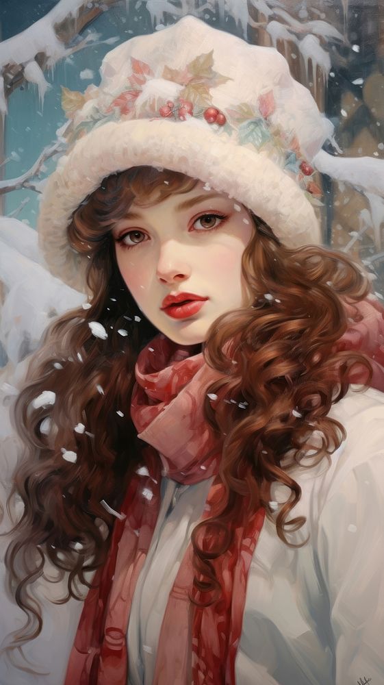 Chirtsmas town painting portrait art. AI generated Image by rawpixel.