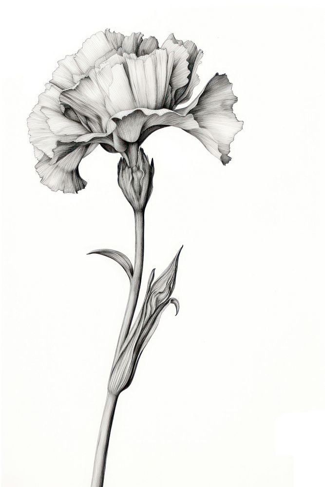 Carnation drawing flower sketch. AI generated Image by rawpixel.