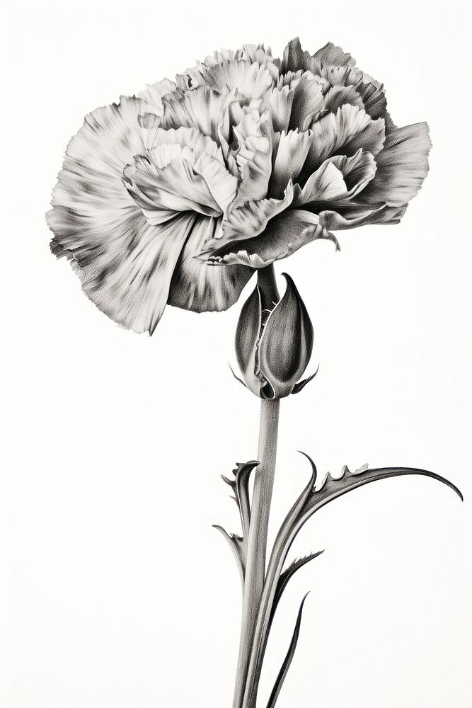  Carnation drawing flower sketch. AI generated Image by rawpixel.