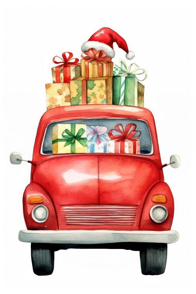 Red pickup truck decoration christmas vehicle. AI generated Image by rawpixel.